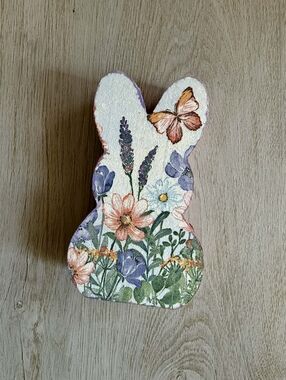 Floral Bunny Kids Wooden Decor - White, Pink, Purple